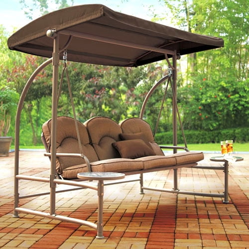 Mainstays Big And Tall Zero Gravity Outdoor Reclining Porch Swing Walmart Com Porch Swing Patio Patio Swing