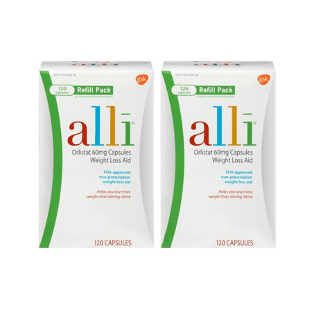 Alli Orlistat Weight Loss Supplement Dietary Supplements 60 Mg Orlistat 120 Capsules 2 Pack