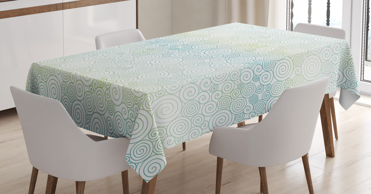 Pastel Tablecloth, Blue Pastel Gradient Abstract Swirl Handdrawn