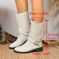 thumbnail image 4 of Miluxas Boots for Women Low Heel Mid Calf Boots Winter Warm Belt Buckle Side Zipper Block Chunky Heel Boots Solid Comfyl Shoes White 9.5(43), 4 of 9