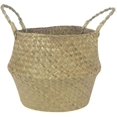 thumbnail image 1 of Panier Rond en Herbe de Mer Naturelle Tissé avec Poignée pour Rangement Pliable Pots de Fleurs de Pique-Nique Jouet (Naturel), 1 of 7