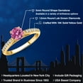 thumbnail image 2 of Gem Stone King 10K Yellow Gold Pink Moissanite and Lab Grown Diamond Engagement Ring for Women | 0.68 Cttw | Round 5MM | Gemstone Birthstone | Size 7, 2 of 6