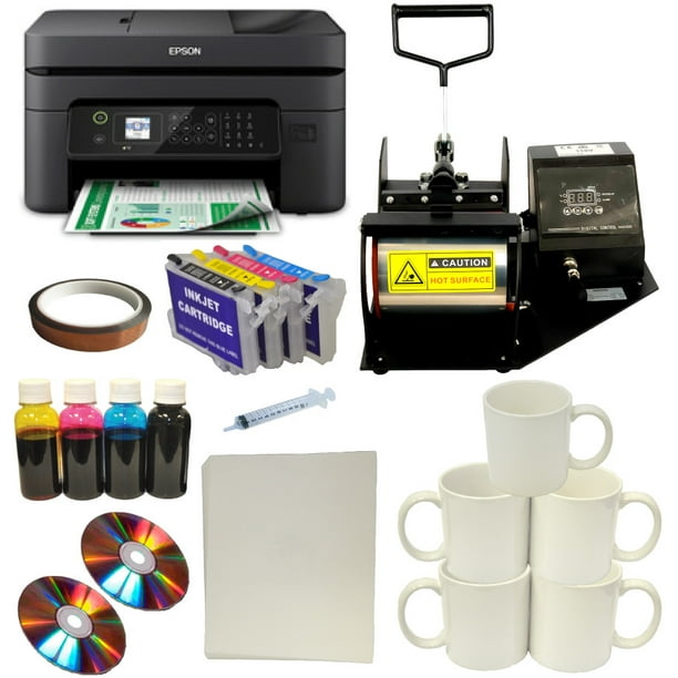 Machine de transfert de presse à chaud 5 en 1 avec kit de démarrage d'encre  de sublimation de colorant d'imprimante 
