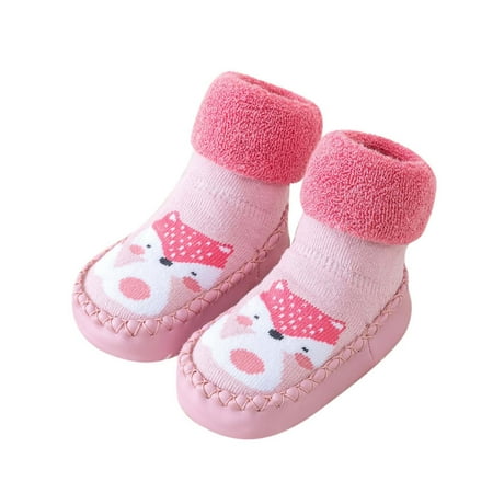 

Rovga Toddler Shoes For Kids Autumn And Winter Cute Children Flat Bottom Non Slip Socks Shoes Warm And Comfortable Cartoon Pattern