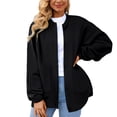thumbnail image 2 of Lixiuxyad Womens Open Front Cardigan Casual Button Down Cardigan Lightweight Fall Outerwear Versatile Basic Long Sleeve Knit Sweater Top,Black, 2 of 5