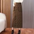 thumbnail image 5 of Womens Winter High Waist A-Line Pleated Midi Skirt Solid Color Thick Down Cotton Skirt Mid Length Skirt Khaki XL(XXXL), 5 of 5
