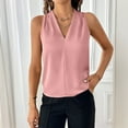 thumbnail image 4 of Ktyne Women's Shell Tops Professional Sleeveless Blouse for Under Blazer V Neck Vest Shirt Summer Basic Work Tank Tops Pink L, 4 of 7
