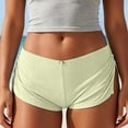 thumbnail image 5 of Cute Micro Pajamas Shorts for Women Low Rise Side Slit Ruched Lounge Shorts Pj Bottoms Yellow M(M), 5 of 6