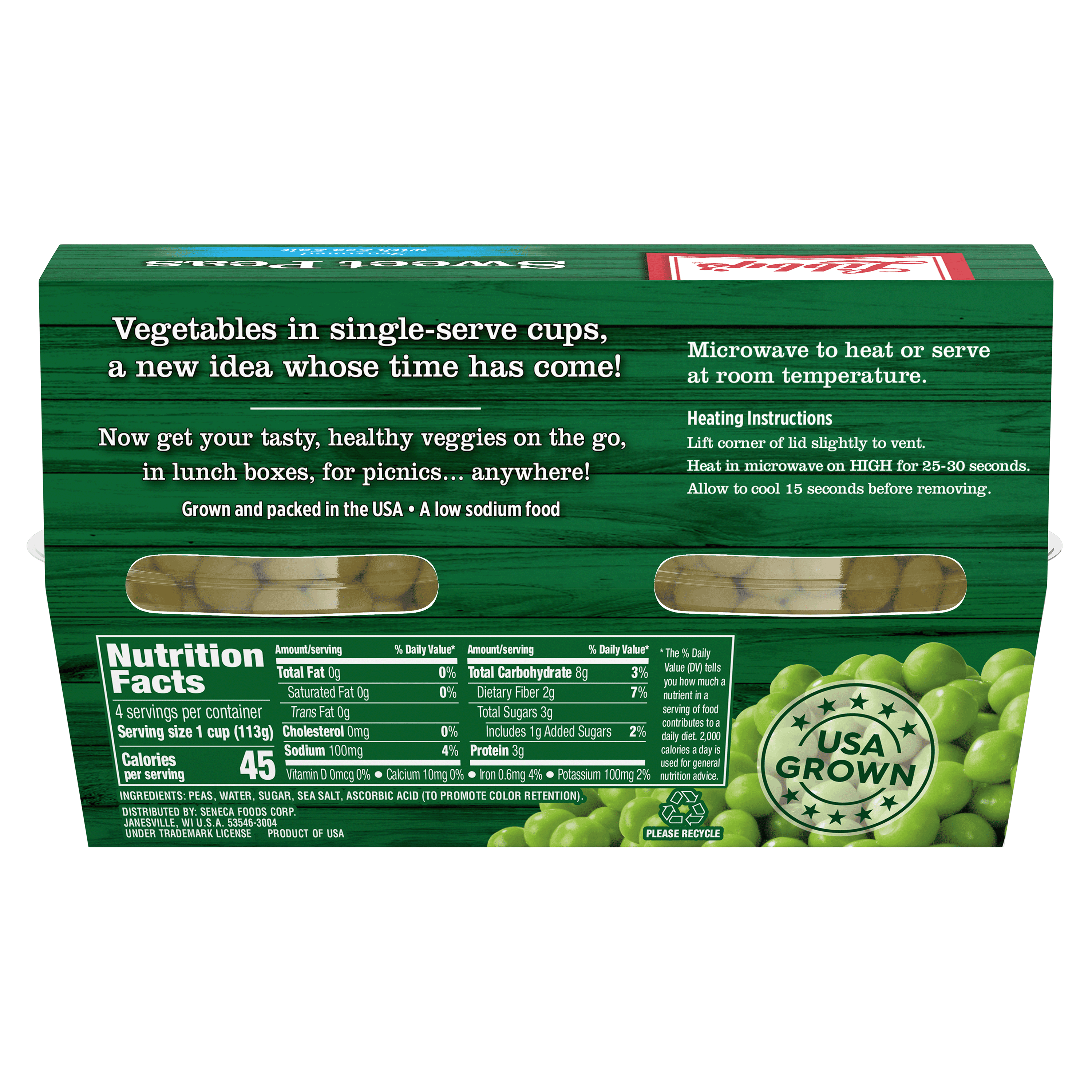 (6 pack) (4 Count) Libby's Sweet Peas, 4 oz Cups