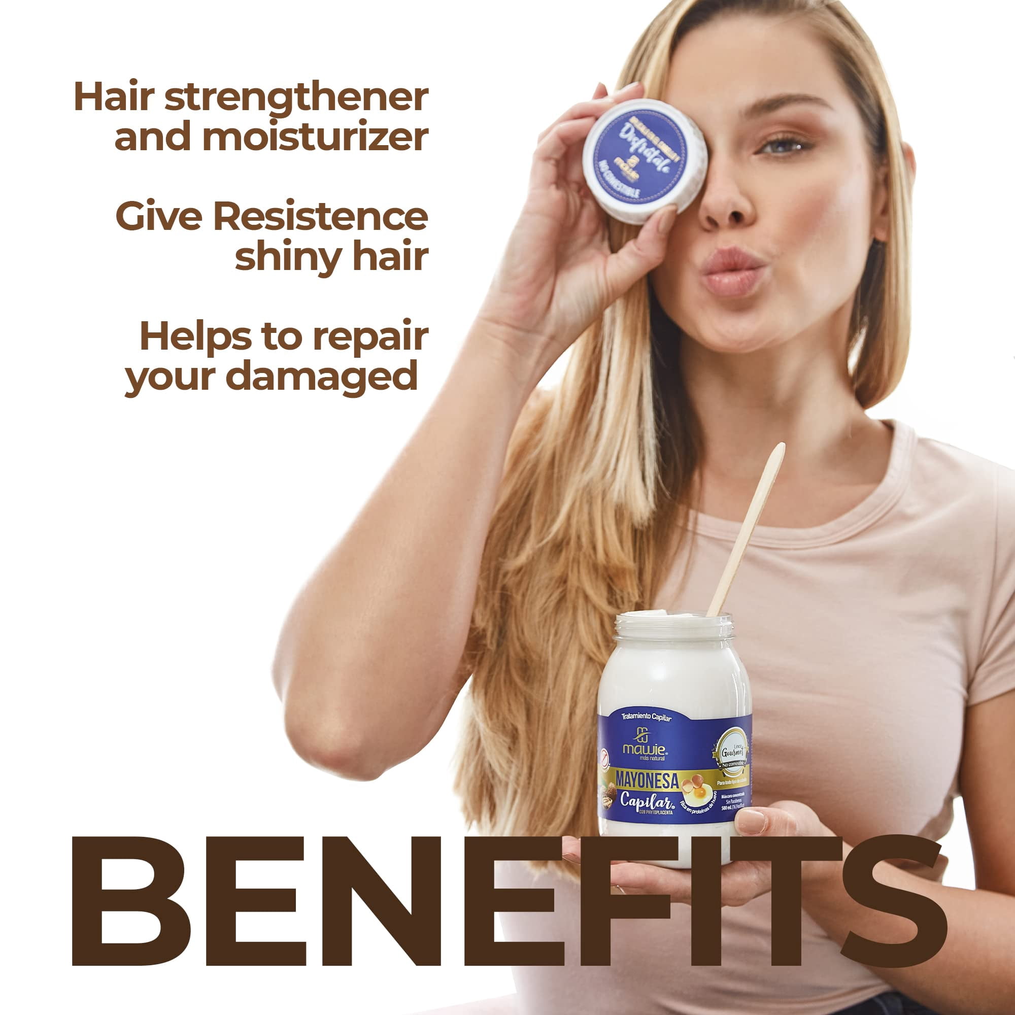 Mawie Mayonnaise Hair Mask for dry damage, adds shine, fortifies, nourishes processed hair 17 oz