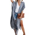 thumbnail image 1 of Women's White/Blue Striped Kimono, 1 of 6