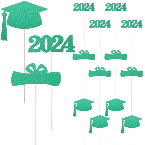 Juego de 5 decoraciones para mesa de graduación, palitos para centro de mesa de fiesta de graduación, decoración de felicitaciones de graduación