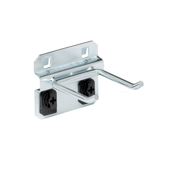 Triton Products® LocHook 2" Double Rod 30-Degree Bend 3/16"D Zinc Plated Steel Pegboard Hook for LocBoard, 5pk