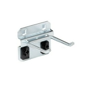 Triton Products® LocHook 2" Double Rod 30-Degree Bend 3/16"D Zinc Plated Steel Pegboard Hook for LocBoard, 5pk