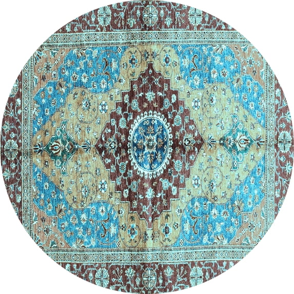 Ahgly Company Indoor Round Persian Light Blue Traditional Area Rugs, 4' Round