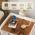 thumbnail image 4 of PetFurnishn  Fluted Nightstand with Charging Station and Glass Top, Modern Bedside Table with Metal Legs, Wood End Table for Bedroom, Living Room (White), 4 of 8