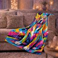 thumbnail image 6 of Pop Art Golden Retriever Portrait Sitting Cheerfully Against, Dramatic Pet Portrait Pattern, Warm Flannel Blanket for Living Room and Bedroom, Dog Lovers Just Because Gift, Pet Lover Home Decor, 6 of 9