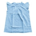 thumbnail image 6 of Big Kid Solid Color Ruffled Short Sleeve Fashion Casual Cute Girl Ruffled Neck Pleated Texture Shirt Cute off Shoulder Tops for Teen Girls Girls Active Shirt Mesh Tube Top for 11-12 Years Blue, 6 of 7