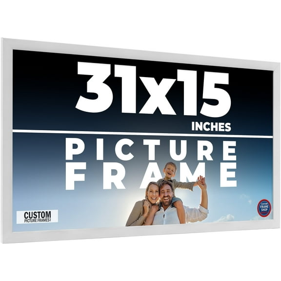 31x15 Frame White Solid Wood Picture Frame Includes UV Acrylic Shatter Guard Front, Acid Free Foam