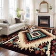 thumbnail image 3 of Brown Teal Red Boho Large Area Rugs for Bedroom Living Room, Soft Non Slip Carpet Bedside Rug, Southwestern Retro Geometric Abstract Rectangular Floor Cover Kitchen Accent Rug 8'x10' for Office, 3 of 9