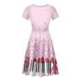 thumbnail image 3 of FKELYI Size 3XL Short Sleeve Dress Soft Sakura Flower Rose Twirl Swing Dresses Polyester Valentine's Day Sleeveless Swing Skater Casual Dress Pink, 3 of 5