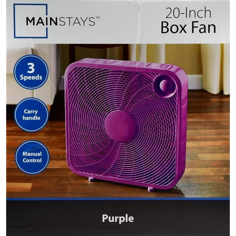 Mainstays 20-inch 3-Speed Box Fan, FB50-16HP, Purple