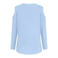thumbnail image 6 of Workout Tops for Women Womens Sexy Cold Shouler 3/4 Sleeve T-Shirts O-Neck Cute Tops Solid Basic Tees Summer Pullover, 6 of 6