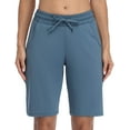 thumbnail image 3 of Women's Lounge Athletic Shorts with Pockets Knee Length Workout Biker Walkshorts, 3 of 8