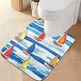 thumbnail image 2 of Yayeee Bath Rug for Bathroom Floor Non Slip Rectangle Fluffy Soft Absorbent Mat, 16"x24", Orange Sailboats, 2 of 7
