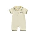 thumbnail image 2 of Baby Boy Short Sleeve Romper, Dinosaur Print Half Button Up Collared Bodysuit, Cute Summer Infant Clothes, 2 of 10
