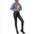 thumbnail image 3 of Txlixc Chaqueta de vaquero corta para mujeres, manga larga casual para adultos, dobladillo desgastado y solapa Txlixc  moda, 3 of 8