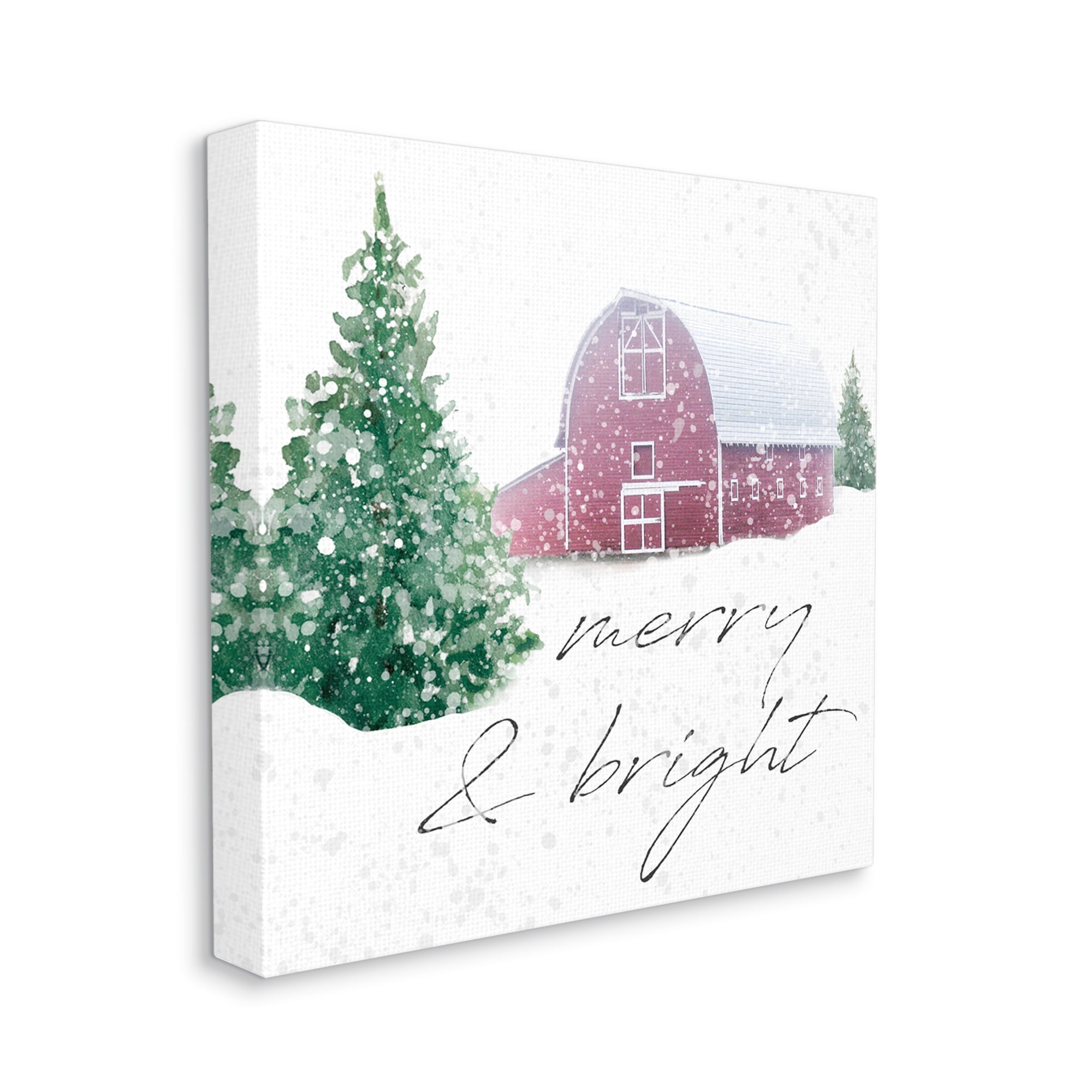 Stupell Industries Merry & Bright Snowy Barn Holiday Painting Gallery Wrapped Canvas Print Wall Art, 36 x 36