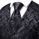 thumbnail image 3 of Hi-Tie-Chaleco de seda negro para hombre, conjunto de gemelos y pañuelo con corbata de Jacquard de Cachemira, chaleco Formal de negocios sin mangas con cuello en V, 3 of 5
