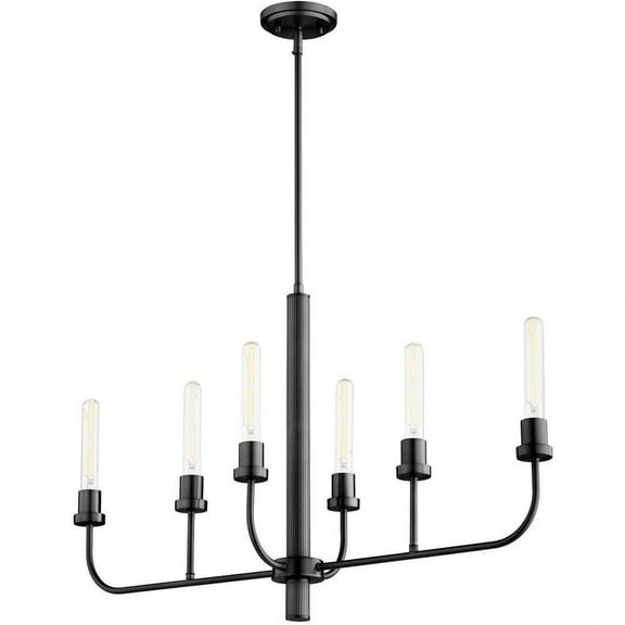 Beech Walk 6 Light Linear Chandelier in Soft Contemporary Style-21.25 inches Tall and 12 inches Wide-Matte Black Finish Bailey Street Home