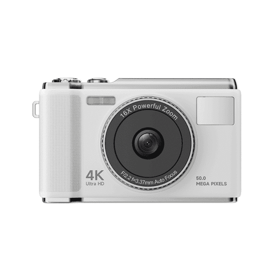 Digital Camera for Photography with 16x Zoom Anti Shake,4K HD Auto Focus Compact Vlogging Camera for Boys Girls Kids,FHD 1080P Screen,Small Camera with 2.8 Inch Screen 32GB SD Card White