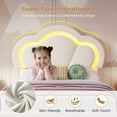 thumbnail image 3 of White Princess Bed Frame Twin Size with LED Lights for Girls, Velvet Upholstered Platform Bed with Adjustable Tufted Headboard, Twin Girl Bed Frame, No Box Spring Needed, 3 of 9