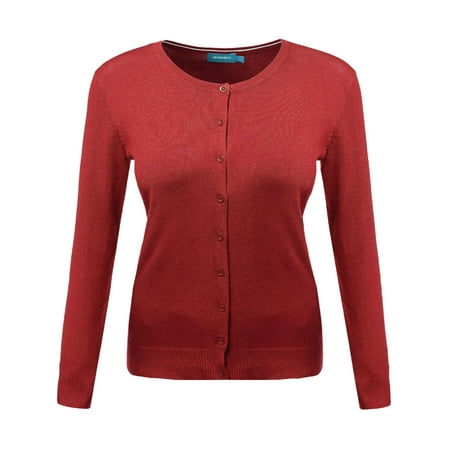 FashionOutfit Women's Plus Size Basic Solid Button Down Long Sleeves Cardigan