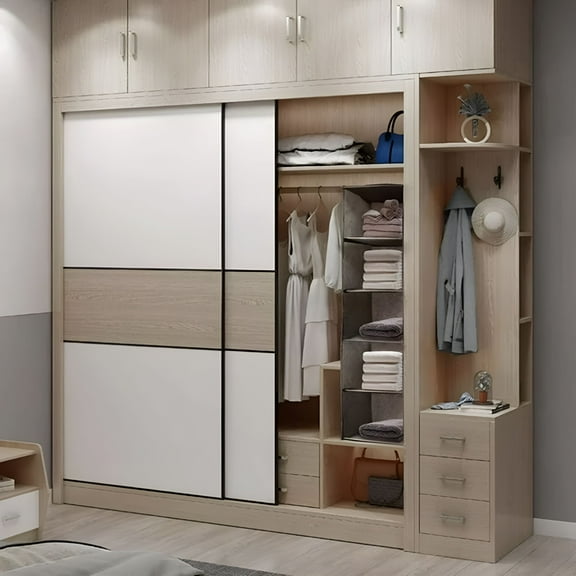 LAMIRO Hanging Closet Organizers and Storage 5 Shelf Hanging Drawer for Closet Collapsible Heavy Duty Hanging Closet Dresser for Clothes Bags Shoes