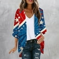 thumbnail image 2 of JURANMO Prime Sales Today Clearance! Wamen American Flag Kimono Cardigan Plus Size 3/4 Sleeve Shawl Chiffon Cardigans 4th of July Lightweight Beach Cover Up Patriotic Outfits Multicolor XL, 2 of 6