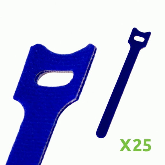 NavePoint 6 Inch Hook and Loop Reusable Strap Cable Cord Wire Ties 25 Pack Blue