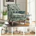 thumbnail image 7 of Upholstered Armchair Set of 2 with Turned Legs, Wooden Home Accent Chair with Nailhead Trim and Unique Patterns, Green, 7 of 7