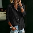 thumbnail image 2 of TEAJOPSUU Women's Trendy Cotton Blend Tops Long Sleeve Collared Button Down Shirts Casual Lace Trim Comfy Blouses B-Black, 2 of 5