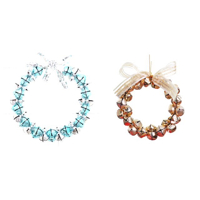 2pcs Creative Christmas Wreath Wrought Iron Christmas Bell String Pendant Christmas Decorations