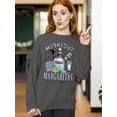 thumbnail image 2 of Midnight Margarita Cocktail Halloween Night Fun Drinks Crewneck Sweatshirt, L, Charcoal, 2 of 6