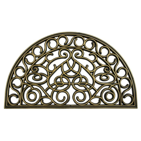 RugSmith Moulded Trellis Half-round Rubber Outdoor Doormat, 18" x 30"