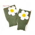 thumbnail image 3 of CUZIBR Mittens For Women Cute Cartton Flower Embroidery Knitted Mittens Fingerless Cozy Warm Fuzzy Lined Glove For Cycling Running Outdoor Activities, 3 of 4