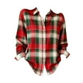 thumbnail image 4 of Endives Women's Casual Contrast Color Shirts Plaid Block Long Sleeve Button Down Blouse Tops Fall Winter, 4 of 4