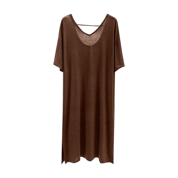 Modal Soft Sleep Shirts for Women Lightweig V Neck Nightgowns Short Sleeve Night Shirts Loungwear