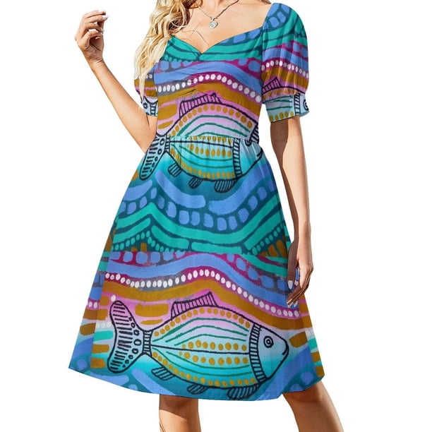 Nadar contra la corriente Vestido de manga corta elegante chic vestidos de mujer promoción vestido para mujer Ropa femenina Vestido
