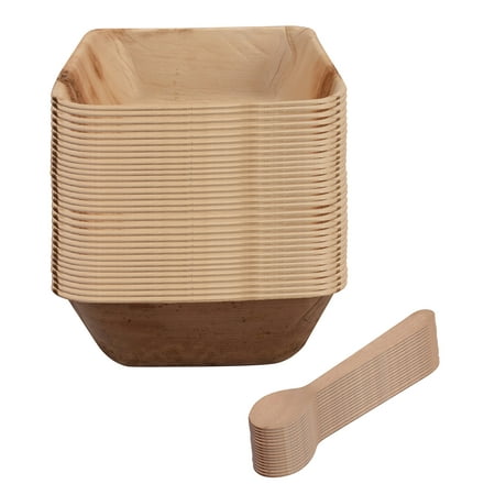 

100% Compostable Bowl Set Disposable Kichen Accessories Eco-Friendly Natural Palm Leaves Perfect Party Pack 25 Pcs Each Item